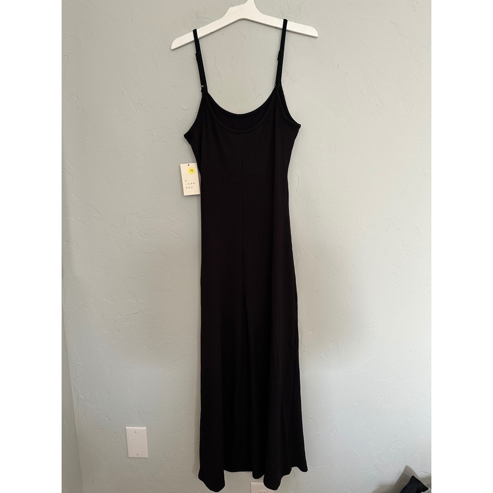 A New Day Ribbed Knit Maxi Slip Dress Black Size S Spaghetti Strap - Picture 3 of 3